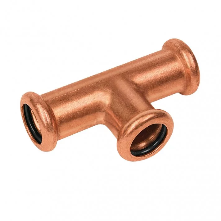 Bonfix Roodkoper Press T-koppeling verlopend (water) | 35 x 35 x 22