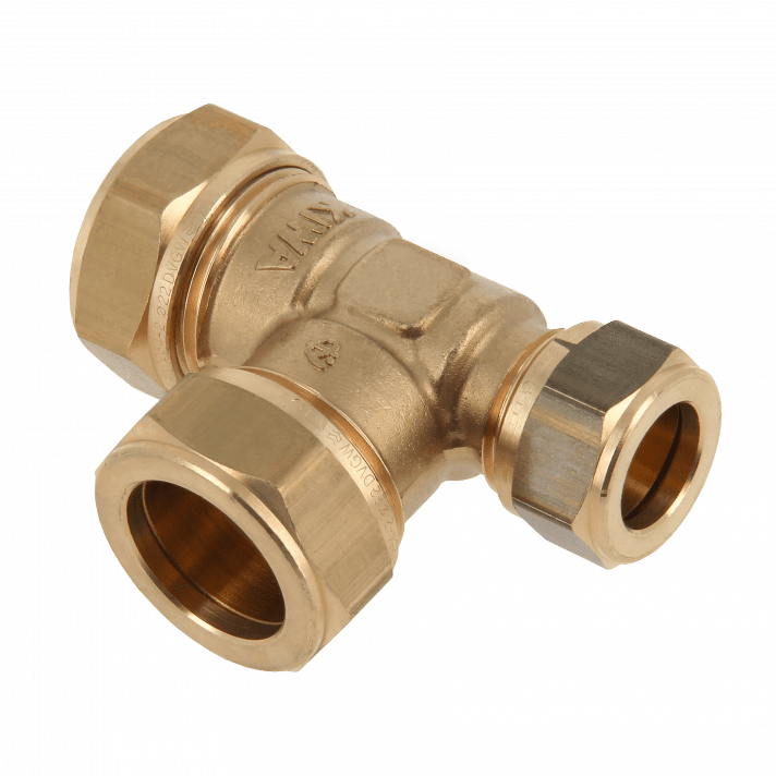 Bonfix Messing Knel T-koppeling verlopend | 22 x 22 x 15