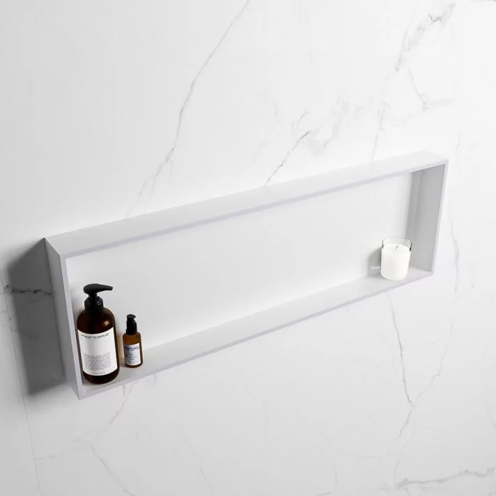 Mondiaz Easy Nis 89,5x29,5cm in solid surface kleur Cale | Talc. 1 vak  geschikt voor in- of opbouw