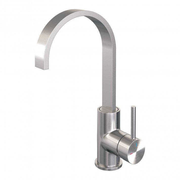 BRAUER Brushed Edition hoge opbouw wastafelmengkraan met draaibare platte uitloop model A RVS geborsteld PVD