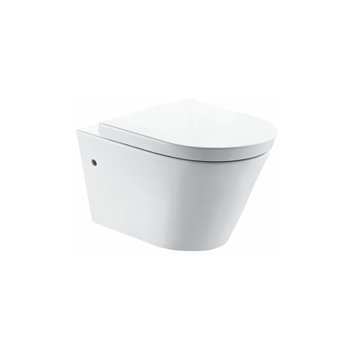 Flow wandcloset rimless met nano coating met Flow toiletzitting softclose en quick release glans wit