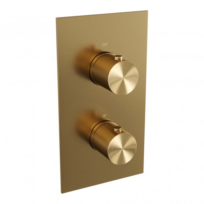 BRAUER Gold Carving 3-weg inbouwthermostaat met in- en afbouwdelen goud geborsteld PVD