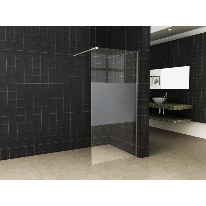 Slim glasplaat 1200 x 2000 x 8 mm nano helder glas met melkglas middenband