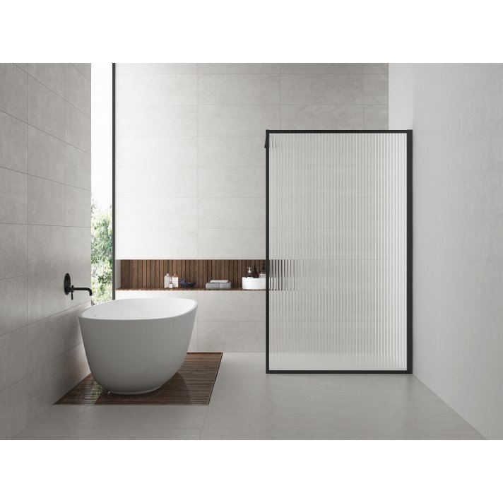 Square inloopdouche 1200x2000 8mm nano geribbeld helder glas/mat zwart