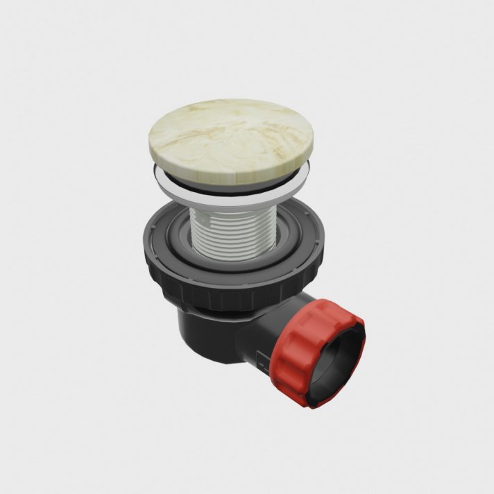 Mondiaz Ruimte besparende click sifon 6,7cm hoog solid surface rond frappe