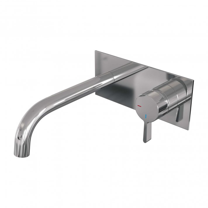BRAUER Chrome Edition inbouw wastafelmengkraan met gebogen uitloop en afdekplaat model E1 chroom