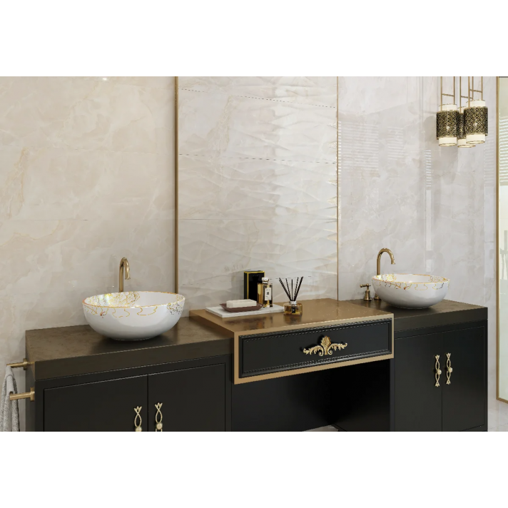 Cicogres Fame hoogglans wandtegel 30x90 curve ivory