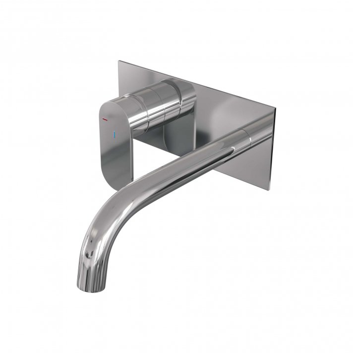 BRAUER Chrome Edition inbouw wastafelmengkraan met gebogen uitloop en afdekplaat model C2 chroom