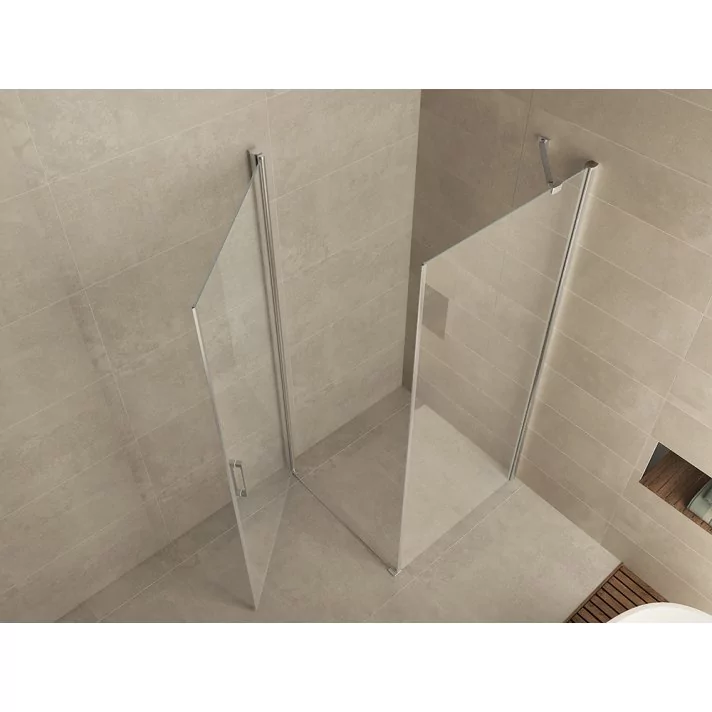 Uni douchecabine draaideur met zijwand 100x100 cm chroom met helder glas 8mm NANO