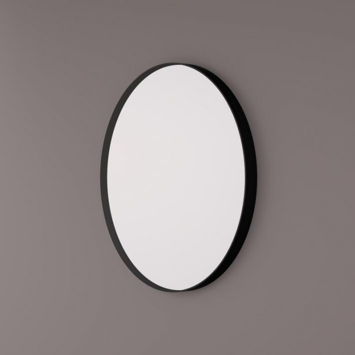 Hipp Design ronde spiegel 90cm op mat zwart metalen frame
