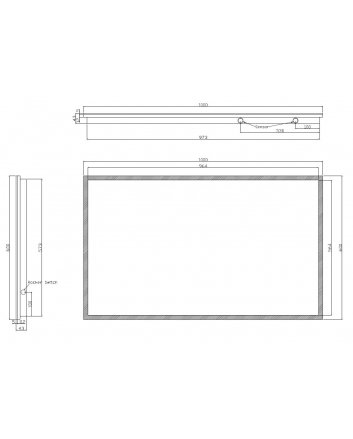 Quatro spiegel rechthoek met LED, dimbaar en spiegelverwarming 100 x 60 cm