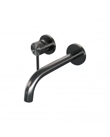 BRAUER Gunmetal Carving inbouw wastafelmengkraan met gebogen uitloop en rozetten model A2 gunmetal geborsteld PVD