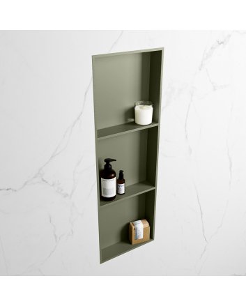 Mondiaz Easy Nis 89,5x29,5cm in solid surface kleur Army | Army. 3 vakken  geschikt voor in- of opbouw