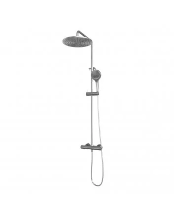 BRAUER Brushed Edition opbouw thermostatische regendouche SET 04 met 30 cm douchekop en 3-standen handdouche en doucheslang RVS geborsteld PVD