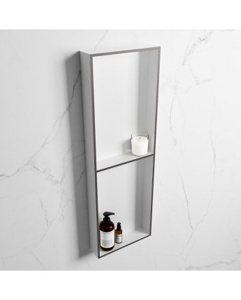 Mondiaz Easy Nis 149,5x29,5cm in solid surface kleur DarkGrey | Talc. 2 vakken geschikt voor in- of opbouw