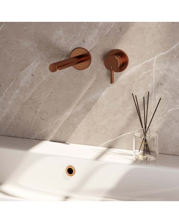 BRAUER Copper Edition inbouw wastafelmengkraan met rechte uitloop en rozetten model E1 koper geborsteld PVD