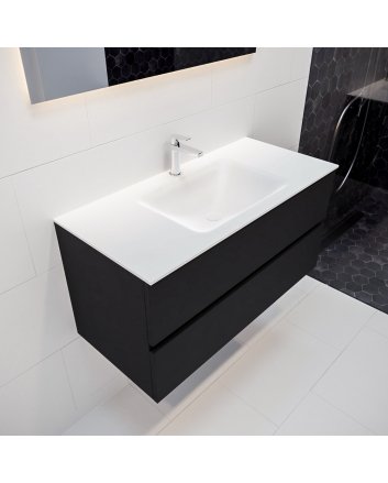 Mondiaz Vica 100 badmeubel urban 2 lades wastafel Cloud midden met 1 kraangat