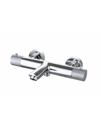 Sani DeLuxe Badmengkraan opbouw thermostatisch rond Chroom met geribbeld knop