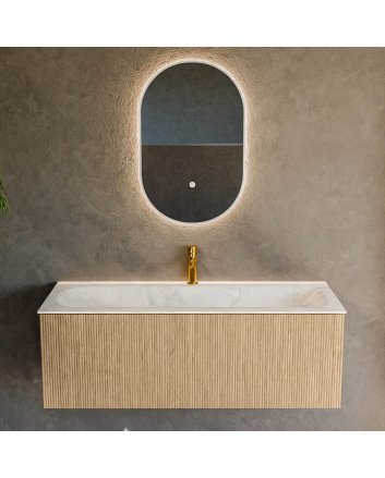 Mondiaz Kurve-Dlux 120cm badmeubel kleur Oak met 1 lade en 0 deuren. Wastafel Big large Midden 1 kraangat Ostra.