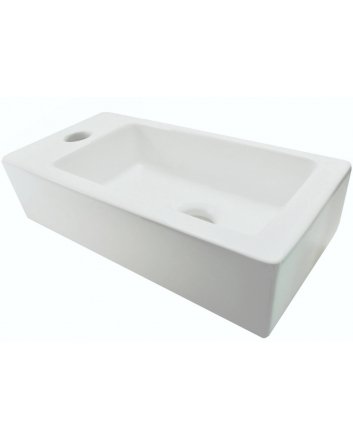 Rhea mini fontein links 36,5 x 18 x 9 cm keramiek mat wit