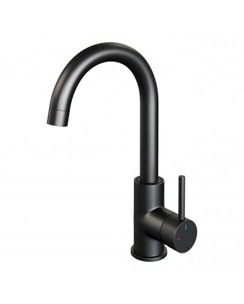 BRAUER Black Carving hoge opbouw wastafelmengkraan met draaibare ronde uitloop model A mat zwart