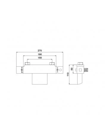 Sani DeLuxe Badmengkraan opbouw thermostatisch met waterval uitloop vierkant Chroom