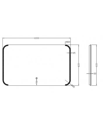 Bracket spiegel rechthoek met LED, dimbaar en spiegelverwarming 100 x 60 cm