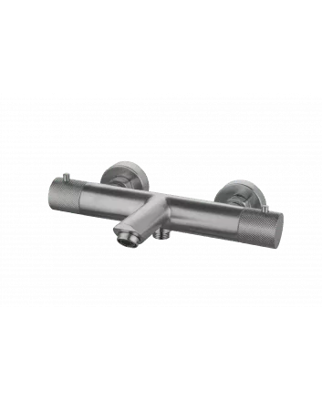 Sani DeLuxe Badmengkraan opbouw thermostatisch rond Gun Metal met geribbeld knop