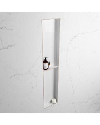 Mondiaz Easy Nis 89,5x29,5cm in solid surface kleur Linen | Talc. 2 vakken geschikt voor in- of opbouw