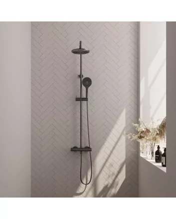 BRAUER Gunmetal Edition opbouw thermostatische regendouche SET 02 met 20 cm douchekop en 3-standen handdouche en doucheslang gunmetal geborsteld PVD