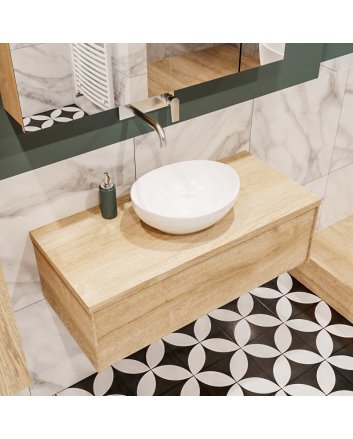 Mondiaz Lush 100 badmeubel washed oak 1 lades Barco midden geen kraangat
