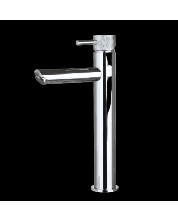 Sani DeLuxe Wastafelmengkraan opbouw hoog rond Chroom met geribbeld knop