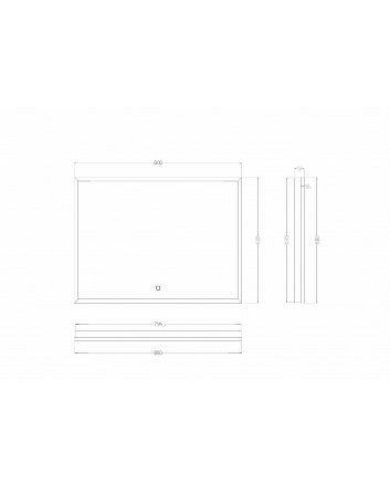 Avi spiegel rechthoek met LED, dimbaar en spiegelverwarming 80 x 60 cm mat zwart