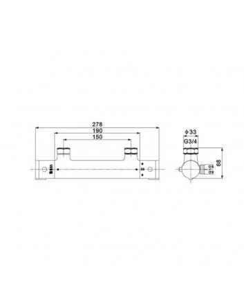 Sani DeLuxe Douchemengkraan opbouw thermostatisch New Rio rond Chroom