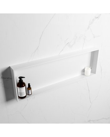Mondiaz Easy Nis 89,5x29,5cm in solid surface kleur Talc | Talc. 1 vak  geschikt voor in- of opbouw