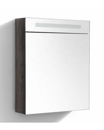 Sani DeLuxe Spiegelkast met LED verlichting incl. opbouw stopcontact schakelaar 60 Century Oak, linkerkant scharnier