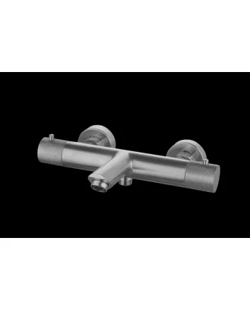 Sani DeLuxe Badmengkraan opbouw thermostatisch rond Gun Metal met geribbeld knop