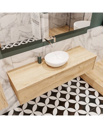 Mondiaz Lush 150 badmeubel washed oak 1 lades Barco midden geen kraangat