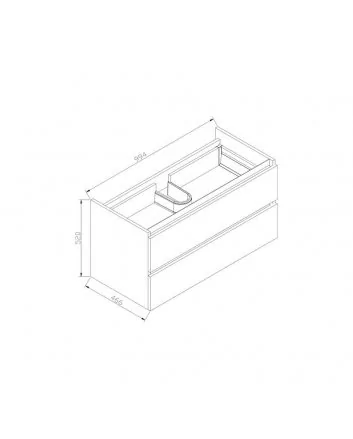 Sani DeLuxe Trendline basic onderkast met greeplijst Mat Zwart 100 tabak oak