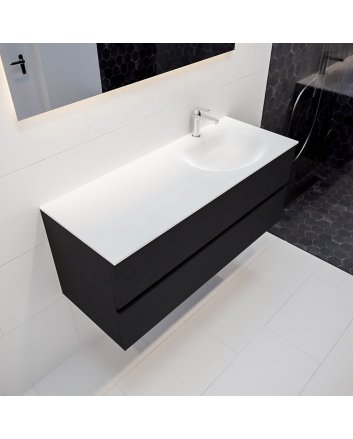 Mondiaz Vica 120cm badmeubel urban 2 lades wastafel Moon rechts met 1 kraangat