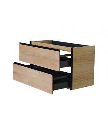 Lotus onderkast met 2 laden 100 x 45,2 cm naturel eik/mat zwart