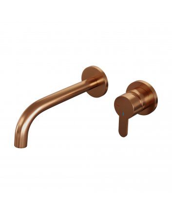 BRAUER Copper Edition inbouw wastafelmengkraan met gebogen uitloop en rozetten model D1 koper geborsteld PVD