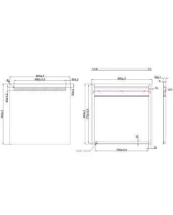 Tigris spiegel vierkant met LED 80 x 80 cm