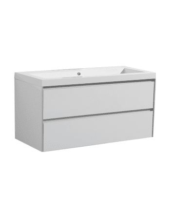 Sani DeLuxe Aktieset badmeubel PL greeploos 120 Hoogglans Wit zonder spiegel