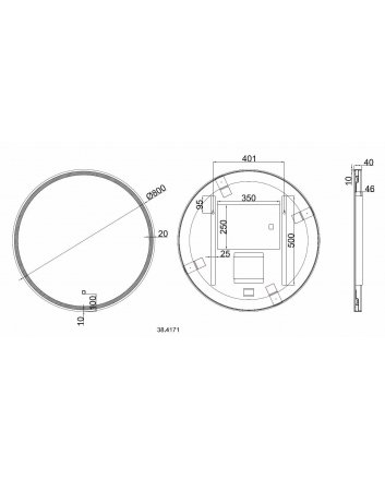 Maro spiegel rond met LED, dimbaar en spiegelverwarming 80 cm mat zwart