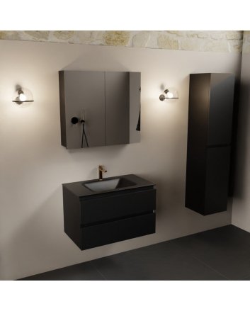 Mondiaz Aivy 80cm badmeubel Urban, wastafel Urban solid surface midden 1 kraangat met spiegelkast