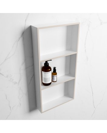 Mondiaz Easy Nis 59,5x29,5cm in solid surface kleur Linen | Talc. 3 vakken  geschikt voor in- of opbouw