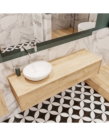 Mondiaz Lush 150 badmeubel washed oak 1 lades Barco links geen kraangat