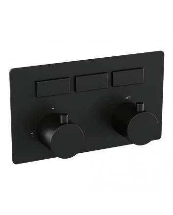 BRAUER Black Edition 3-weg inbouwthermostaat met drukknoppen met in- en afbouwdelen mat zwart