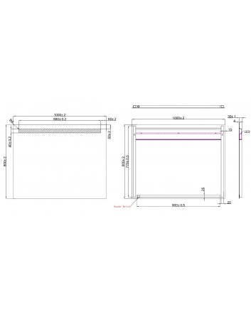 Tigris spiegel rechthoek met LED 100 x 80 cm